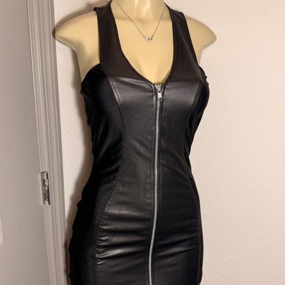 Hustler Hollywood Dresses & Skirts - Hustler Hollywood black faux leather mini dress